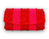 Red Striped Beaded Clutch, Crossbody Handbag, Evening Handbag, Christmas Handbag