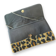 Leopard Beaded Clutch, Crossbody Handbag, Beaded Handbag, Evening Handbag